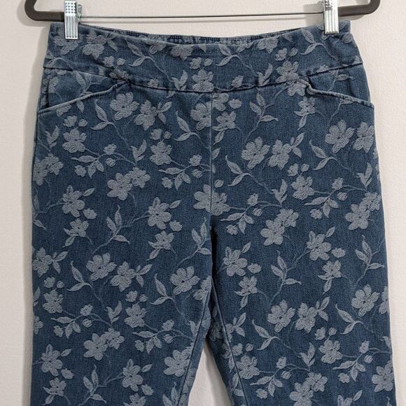 Versona Floral Denim Jeggings Size 8 Botanic Print Jeans - Picture 2 of 7